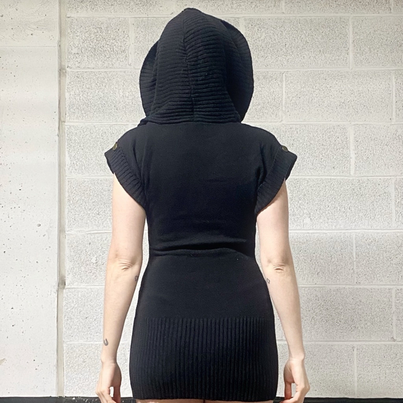 Vintage Y2K Hooded Mini Sweater Dress Size S - Picture 3 of 8